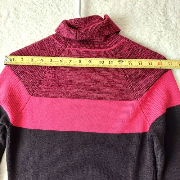 Calvin Klein Mock Neck Color Block Black and Pink Sweater Dress Women's Size M - Picture 11 of 13
